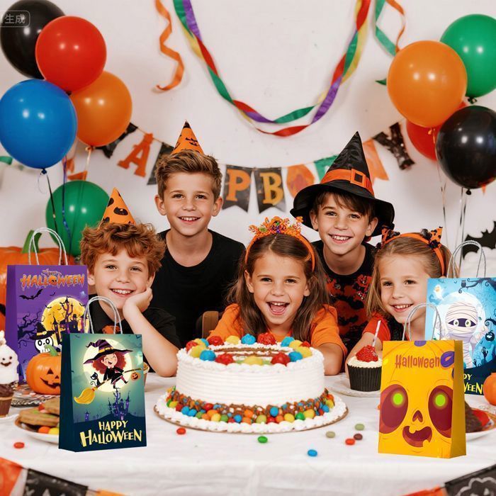 Sacchetti regalo di Halloween - INBOXXARTY - 24 pezzi - Multicolore - 20,3x15x7,9 cm - Sacchetti di carta