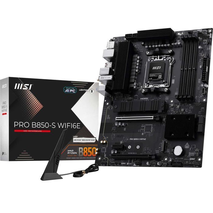 Placa-mãe ATX - MSI - PRO B850-S WIFI6E - AMD Ryzen - DDR5 - PCIe 4.0 - Wi-Fi 6E