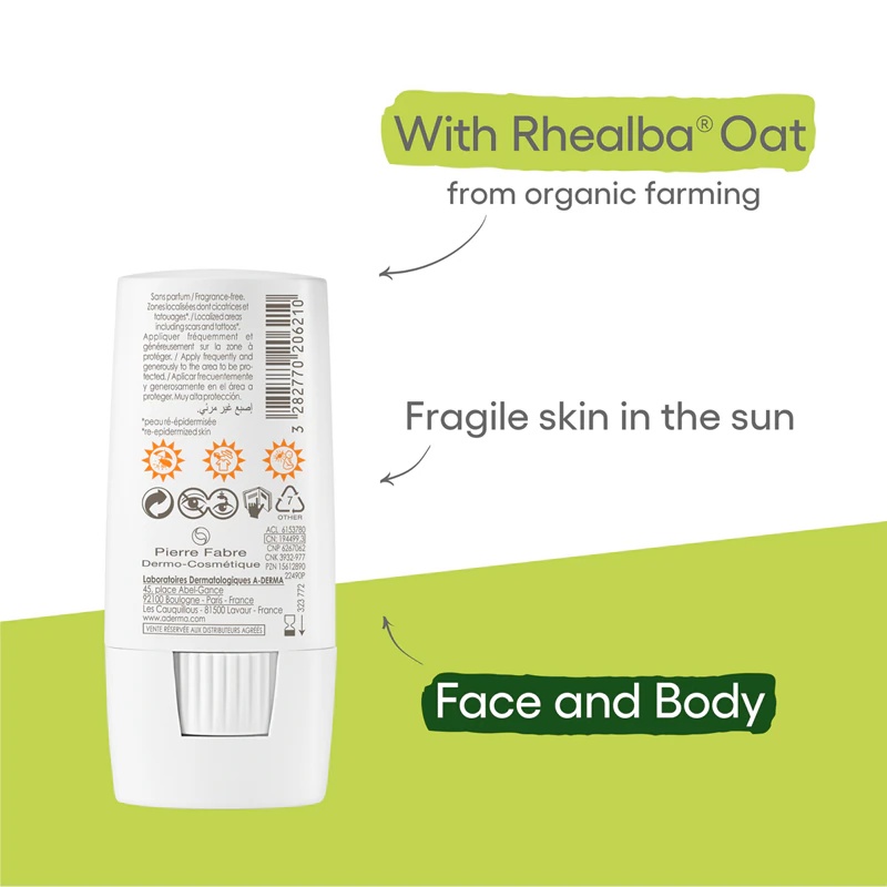 A-Derma Protect X-Trem Invisible Stick aizsargstienis jutīgām zonām ar SPF 50+