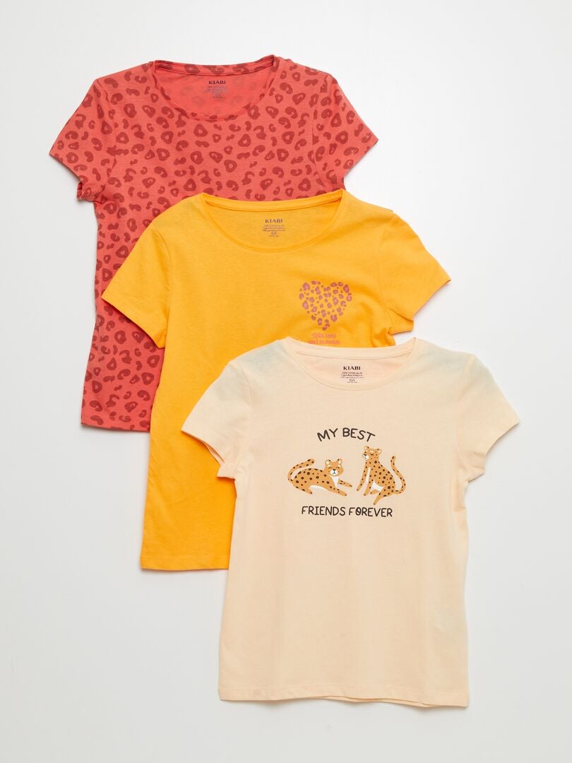 Set van 3 bedrukte T-shirts - BEIGE