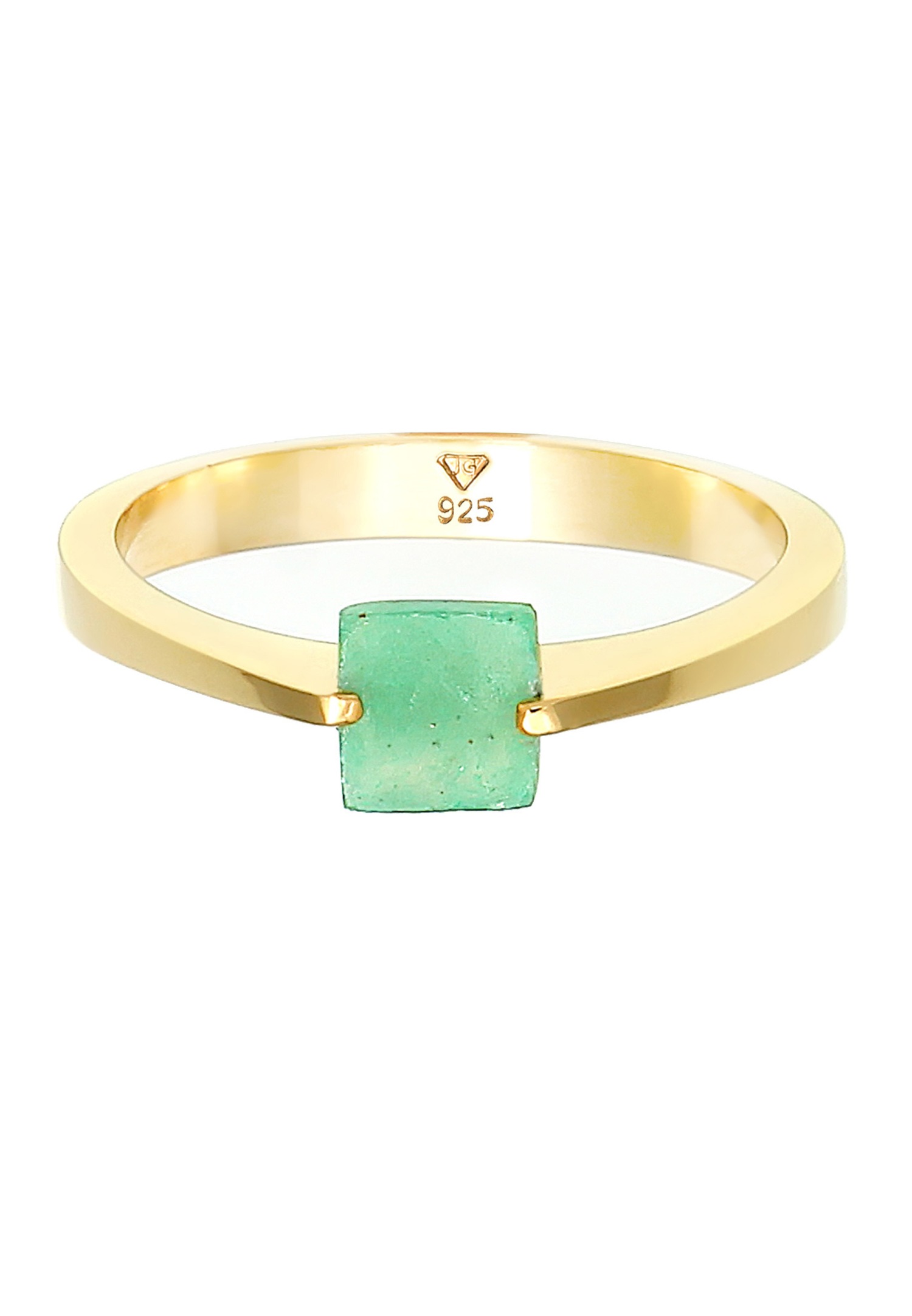 Elli PREMIUM Elli PREMIUM Bague Femmes Classique Pyramide Élégante avec Jade pierres précieuses en argent sterling 925 plaqué or