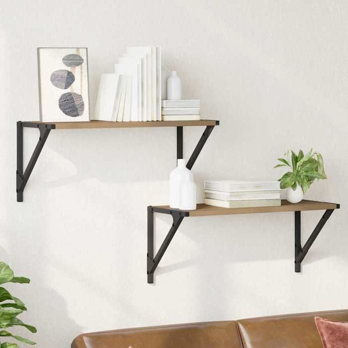 MOT12209 - Estantes de pared, 2 unidades, roble artesanal, 60 x 25 x 25,5 cm