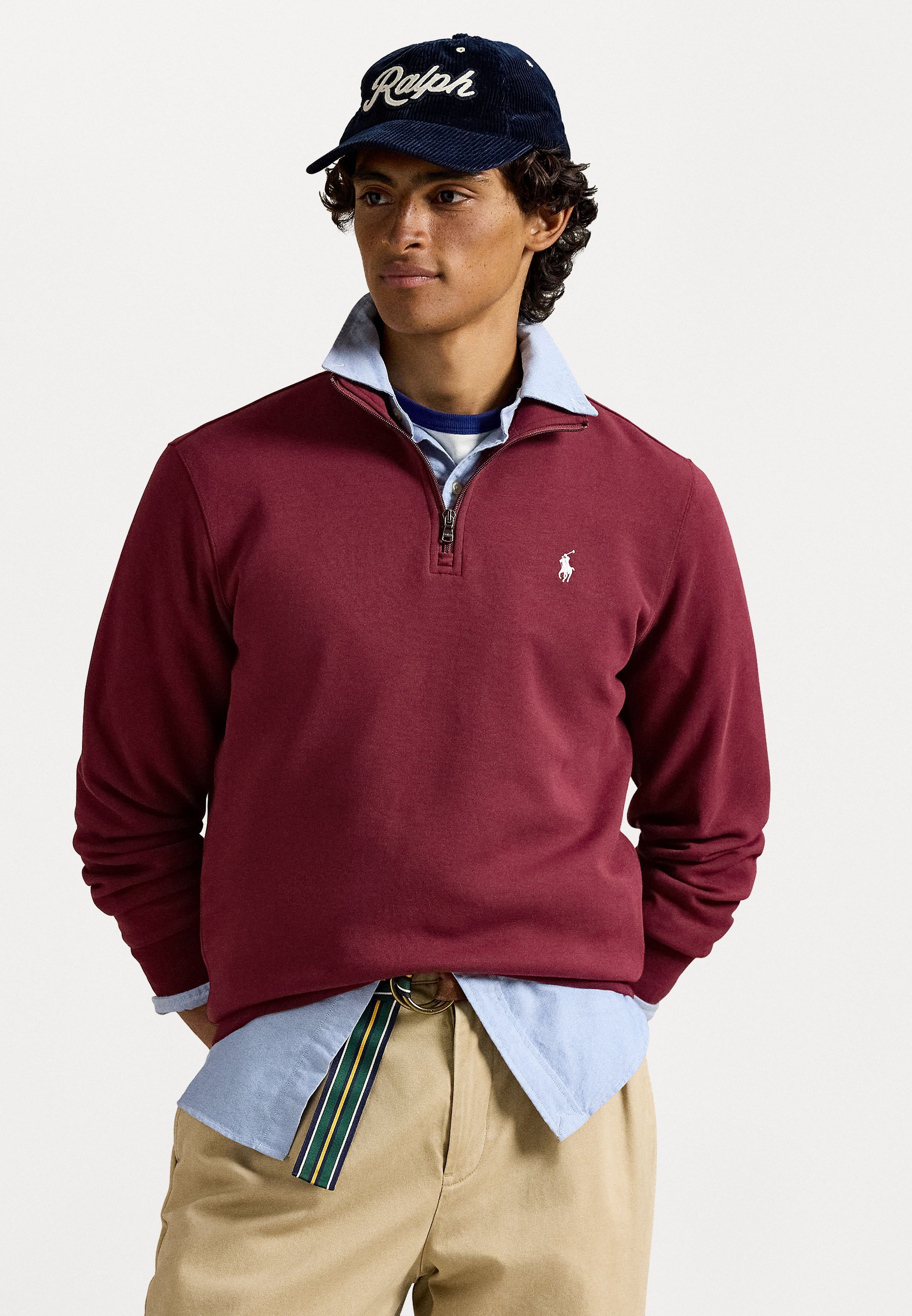 Polo Ralph Lauren DOUBLE-KNIT QUARTER-ZIP PULLOVER - Sweatshirt - klassiek wijnrood