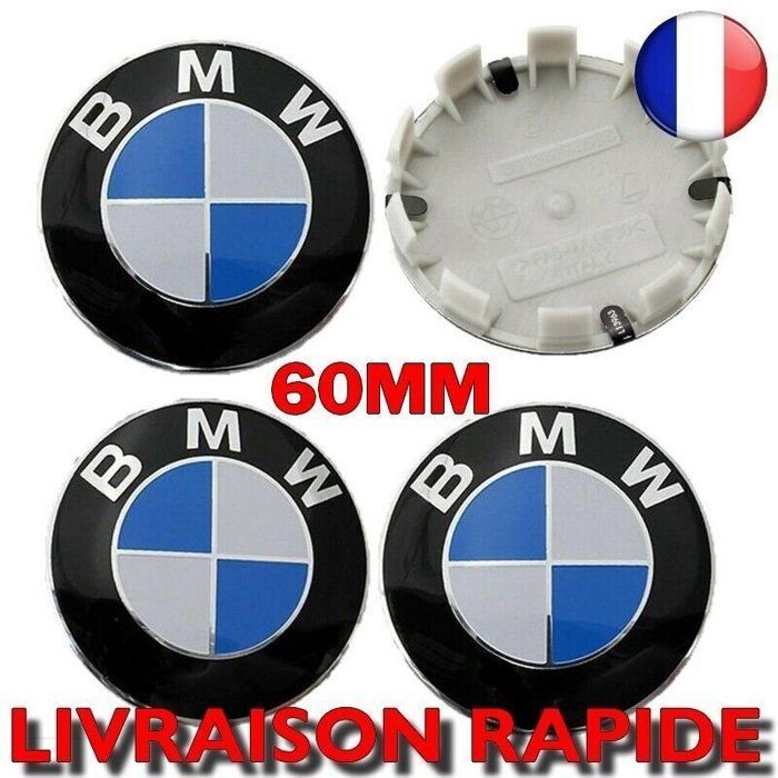Conjunto de 4 calotas BMW de 60 mm nas cores azul e branca - capas para rodas