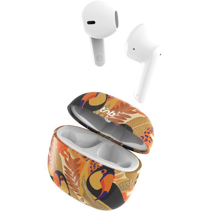 Kabellose Ohrhörer – T'nb – Exklusiv – TOUCAN – Inklusive Ladecase – Bluetooth – 12 Stunden Akkulaufzeit – Gelb/Orange