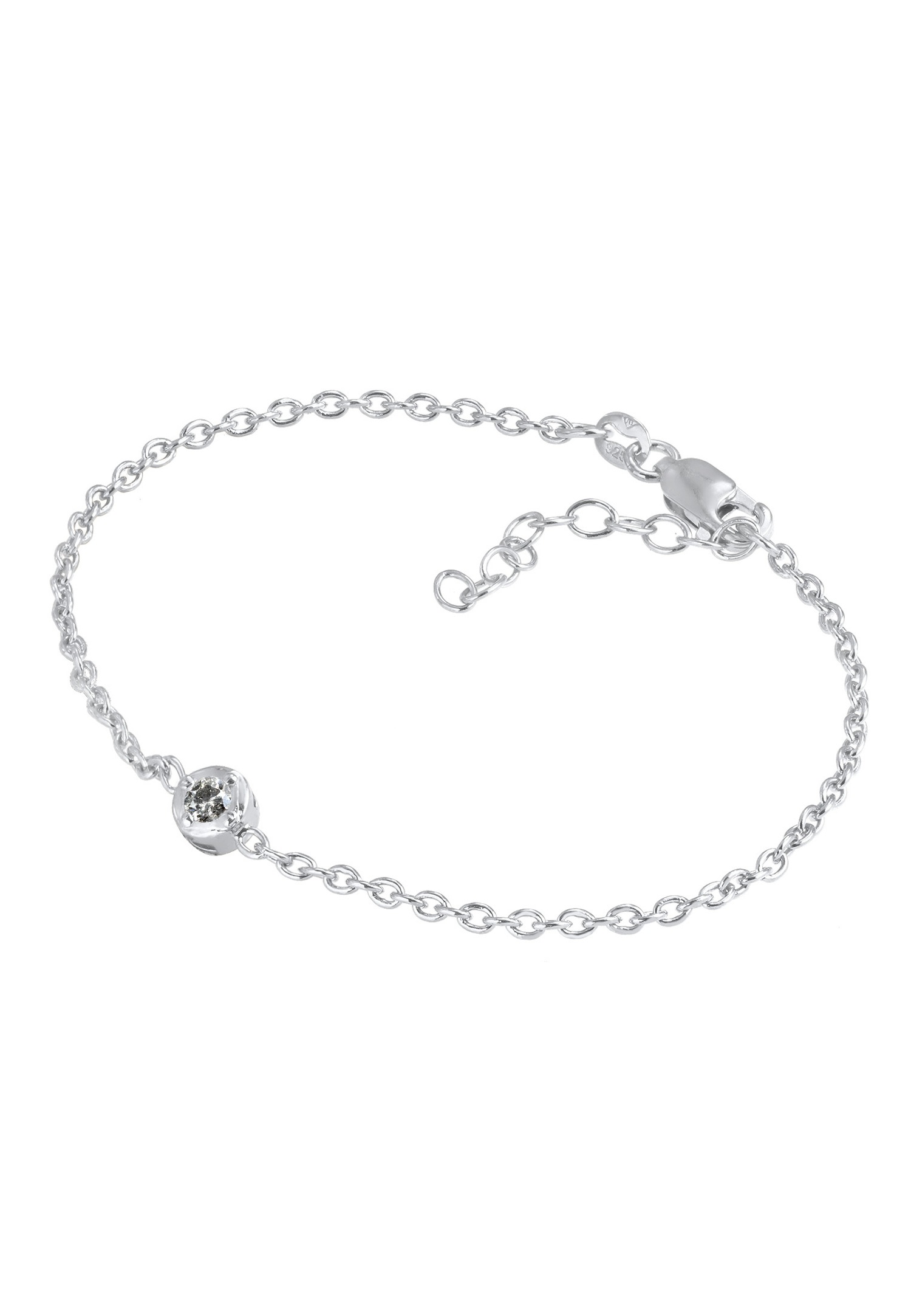 Elli DIAMONDS Salière-poivrière solitaire filigrane pour femme avec diamant (0,11 ct.) ajustable en argent sterling 925
