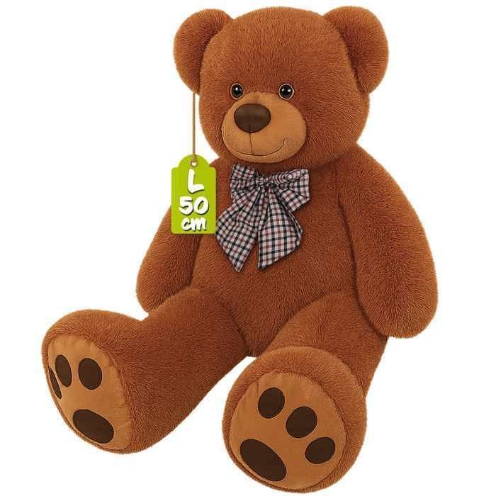 MONZANA® Orsetto di peluche marrone morbidissimo con papillon - Orsetto di peluche da 50 cm - Simpatico giocattolo di peluche