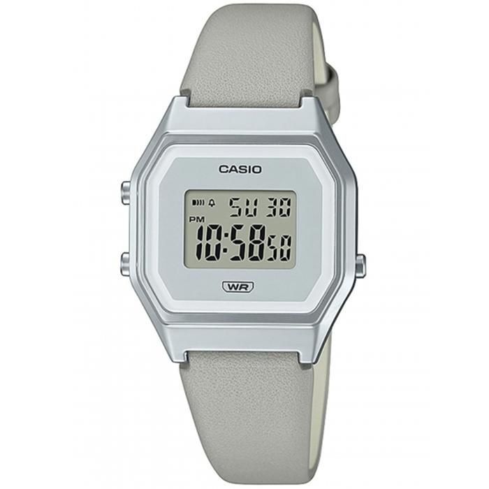 Montre Casio - Femmes - LA680WEL-8EF - Bracelet en Cuir Gris - Fonctions Calendrier, Chronographe et Alarme