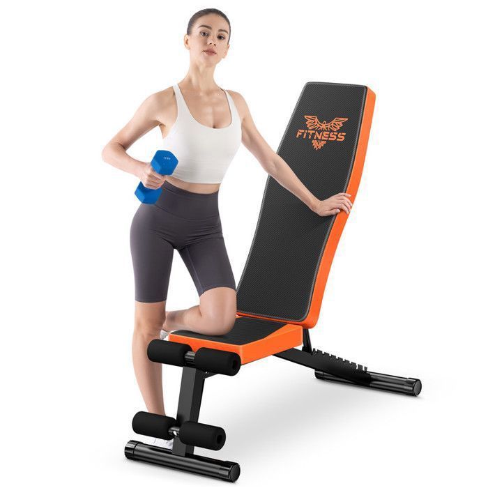 Panca per pesi - DSKEUFEEW - Regolabile 7 in 1 - Portata 300 kg - Multiposizione - Pieghevole