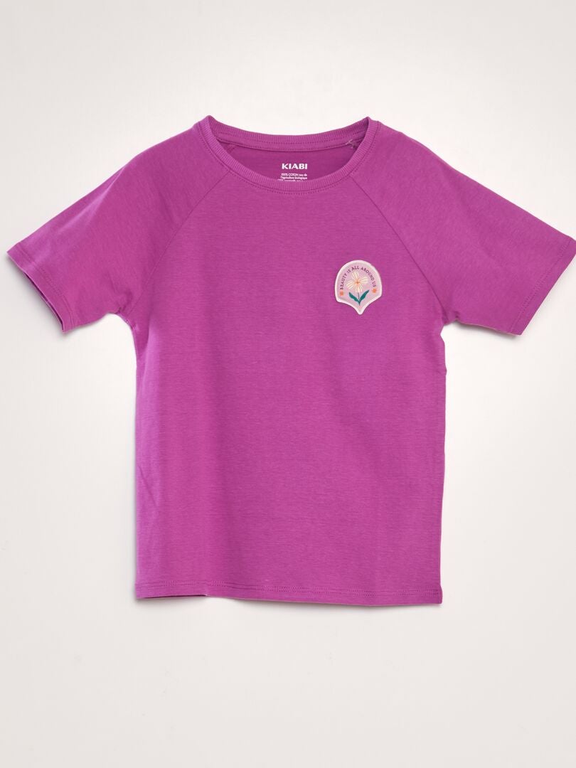 Camiseta de algodón de cuello redondo - MORADA