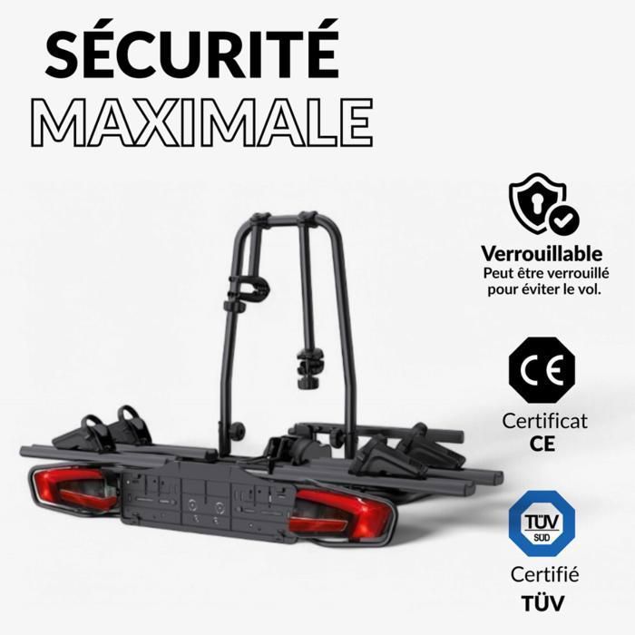 OWE 2-fietsendrager - Trekhaakmontage - Opvouwbaar - 13-pins - Zwart