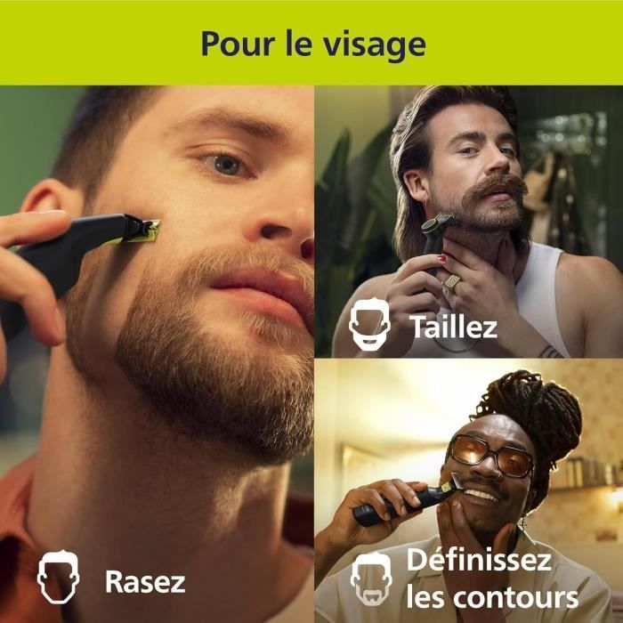 Recortadora eléctrica de barba - PHILIPS - OneBlade Pro 360 - 1 cuchilla, rotación de 360° - 14 longitudes de corte - 100% resistente al agua