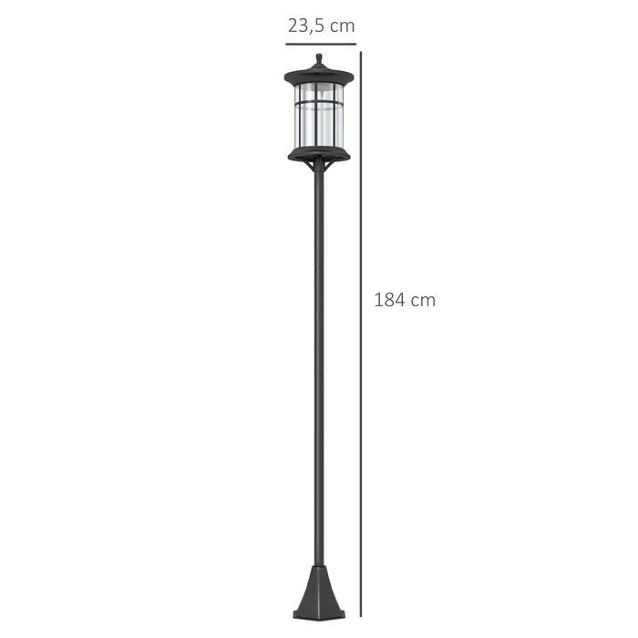 Outsunny outdoor solar floor lamp - LED lamp - cool white light - 6000K - height 184 cm - black