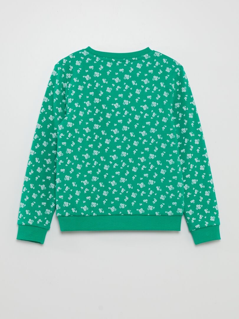 Sweatshirt van fleece met print - GROEN