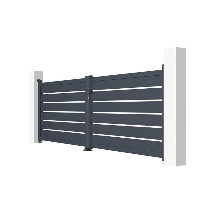 Puerta batiente - Casanoov - VOGEL - 3,5 m de alto (125 cm) - Gris - Aluminio