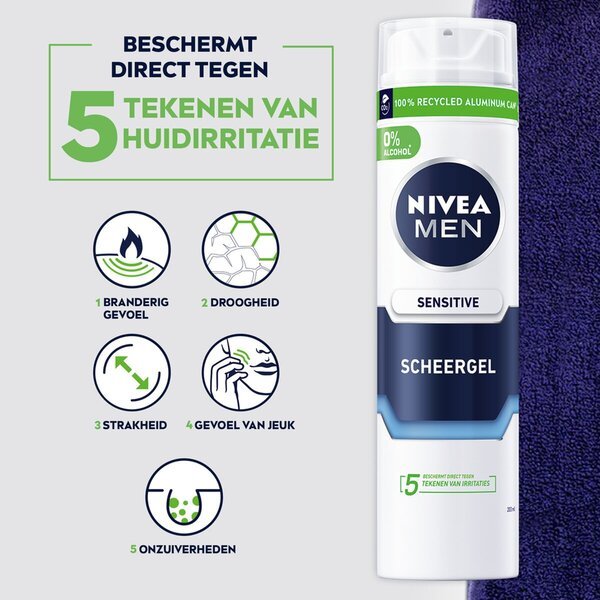 „Nivea Men Sensitive“ skutimosi želė jautriai odai, 200 ml