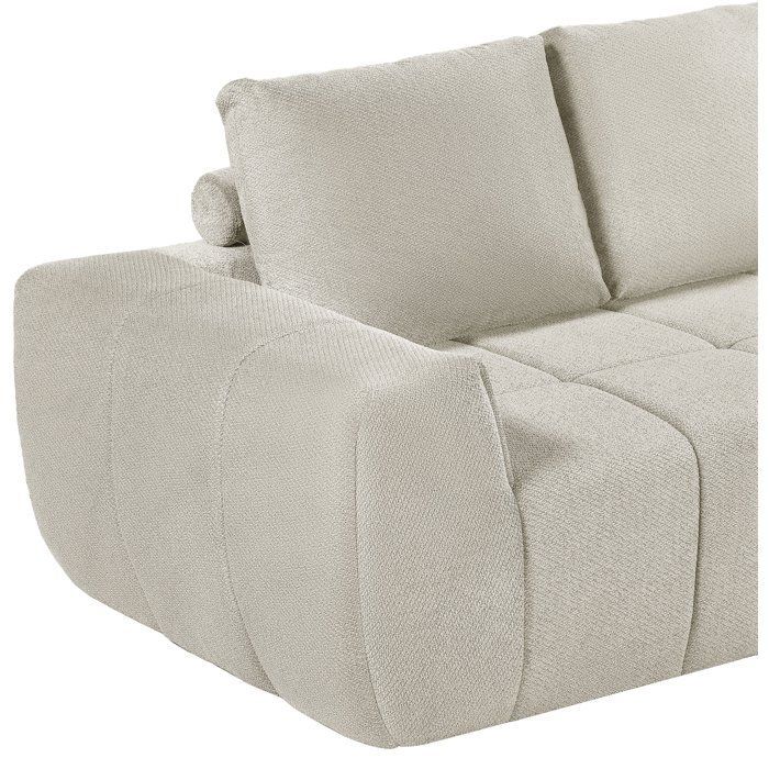 Sofá modular comprimido de 3 plazas - JOAQUIM - Tela color crema beige - 255 x 162 x 86 cm