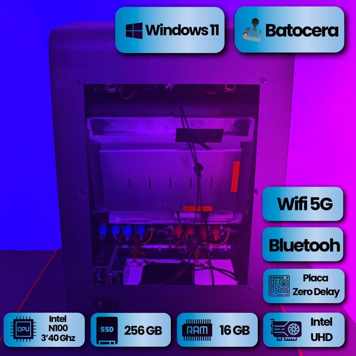 Máquina de Arcade Retrô - Preta - Console para Sala de Estar - Jogos Batocera Inclusos