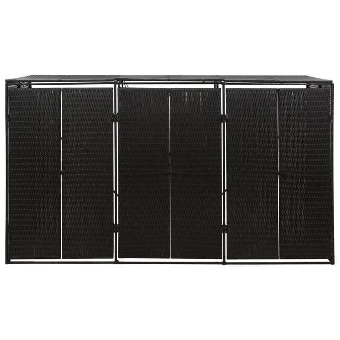 BEST SELLER Abri pour poubelle triple Noir 207x80x117 cm Résine tressée - Cache-conteneurs à déchets - 7162979