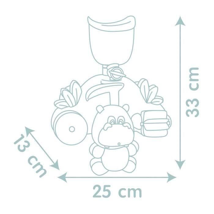 Smoby Little Hippo Bath Toy - Slide and Wheels for Babies 18 Months and Up - Blue and Green