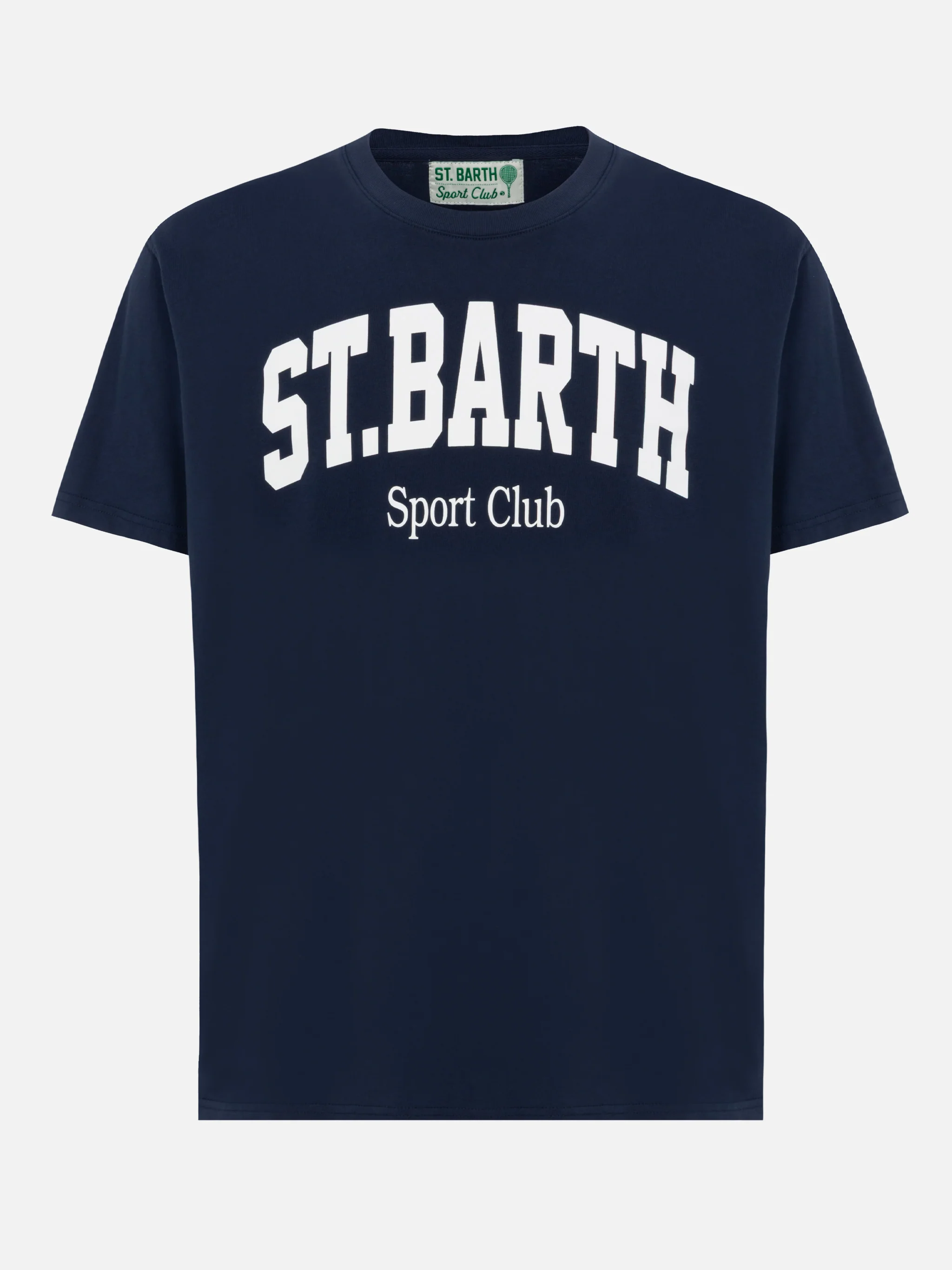 T-shirt voor heren van biologisch katoen met St. Barth Sport Club-opdruk.