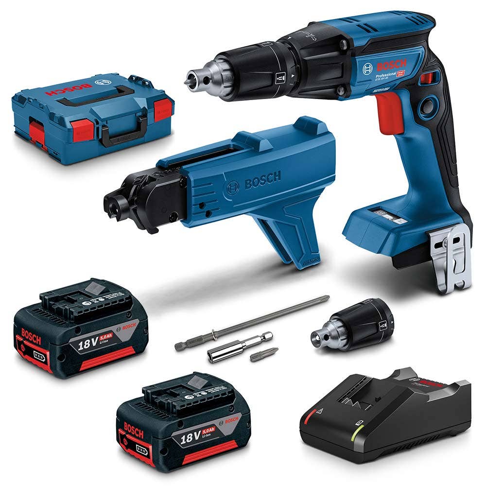 Conjunto de Chaves de Fenda para Drywall BOSCH 18V 2 x 5,0 Ah 1/4
