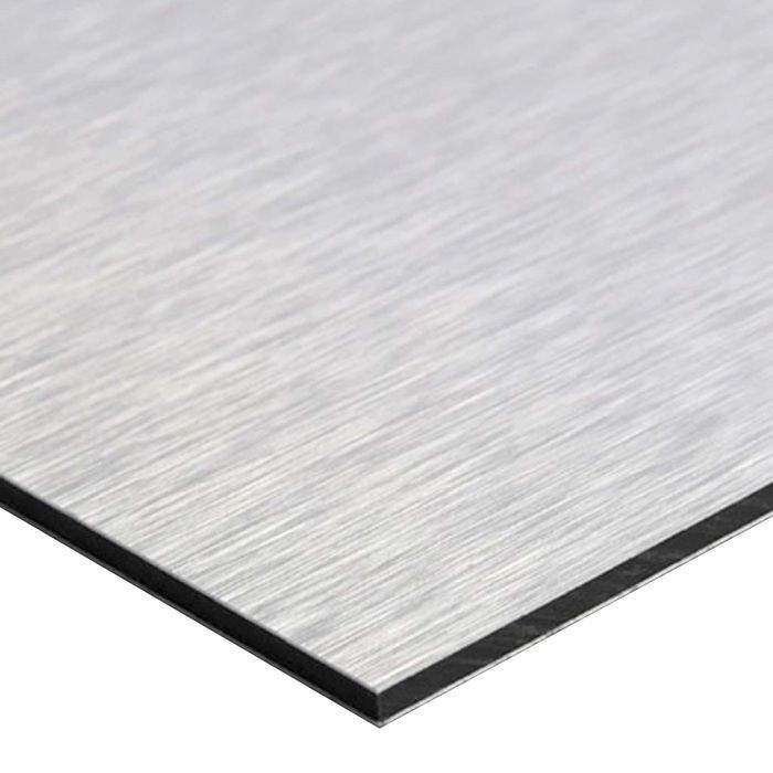 Crédence en aluminium brossé adhesive - 60 x 70 cm - Gris - Face arrière autocollante - Fond de hotte