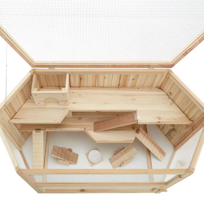 Clapier - TECTAKE - Cage pour petits rongeurs BENNI en bois 115 x 60 x 58 cm - Marron