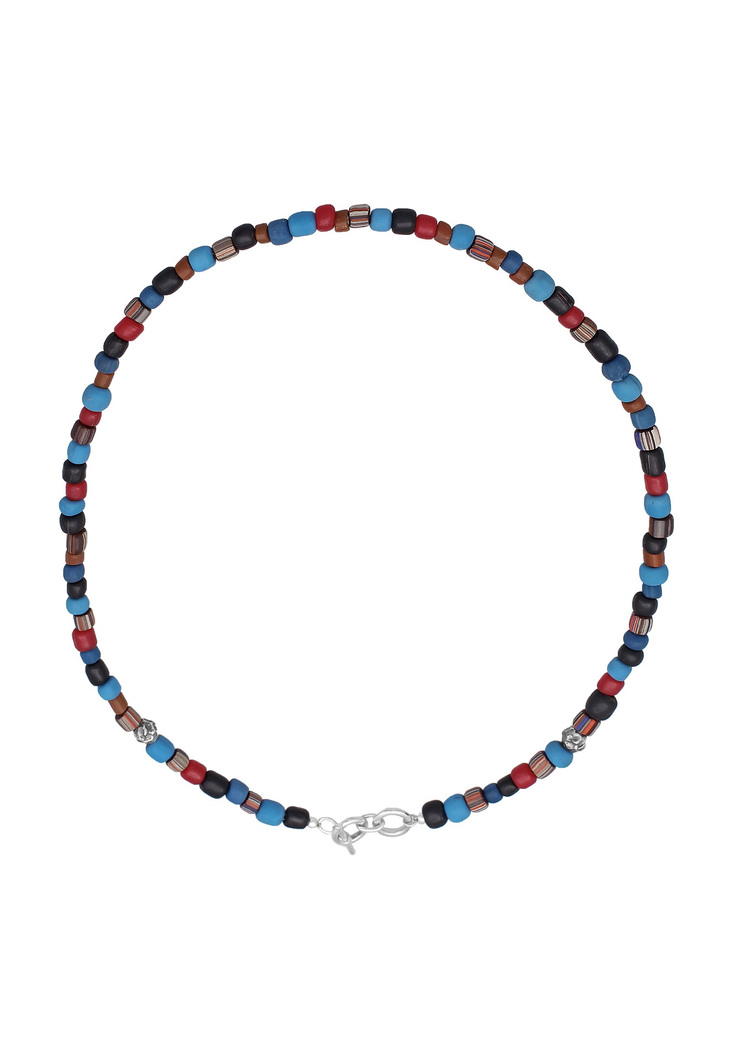 KUZZOI Hommes T-Bone fermeture Perles de verre bleu en argent sterling 925