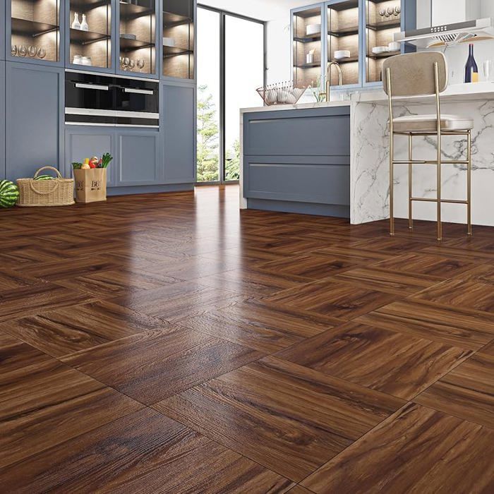 Livelynine Dalle PVC Adhesive Sol Bois Naturel 30x30CM Lino Sol Adhesif Effet Parquet Imperméable 30x30CM, 4 Dalles Bois Naturel