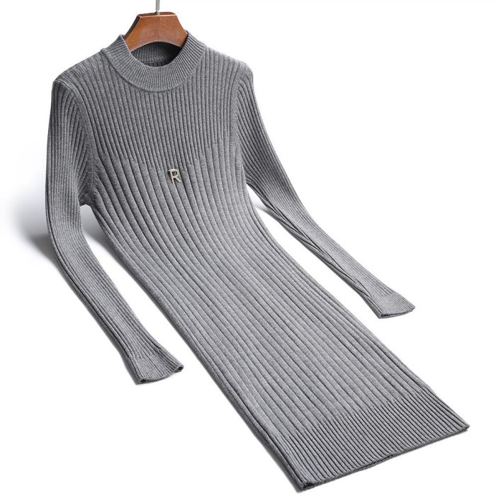 Abito maglione da donna in maglia con glitter lurex, caldo per autunno/inverno, pullover, abito slim a coste ad alta elasticità.