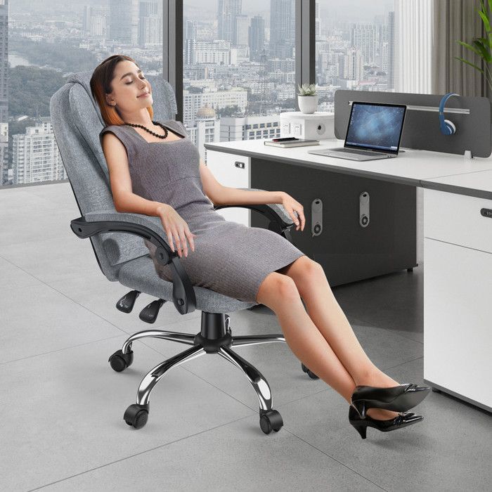 Chaise de bureau ergonomique - Rattantree Fauteuil de bureau Avec Repose-pieds - Siège Pivotant Hauteur réglable - Gris