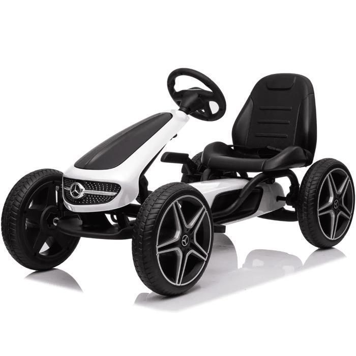 Kart de pedales MERCEDES-BENZ - Blanco - Para edades de 3 a 7 años - Producto con licencia oficial - Neumáticos de EVA - Asiento de cuero