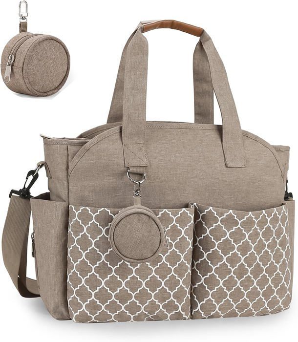 Borsa fasciatoio per neonati, 13 tasche, scomparti multipli, borsa maternità, borsa fasciatoio da viaggio con tracolla, beige