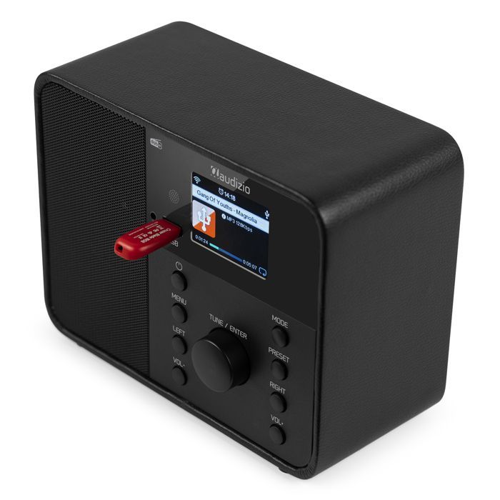 Audizio Nardo WiFi Internet Alarm Clock Radio - Black, DAB+ & FM, Bluetooth, Weather, 32,000 Stations
