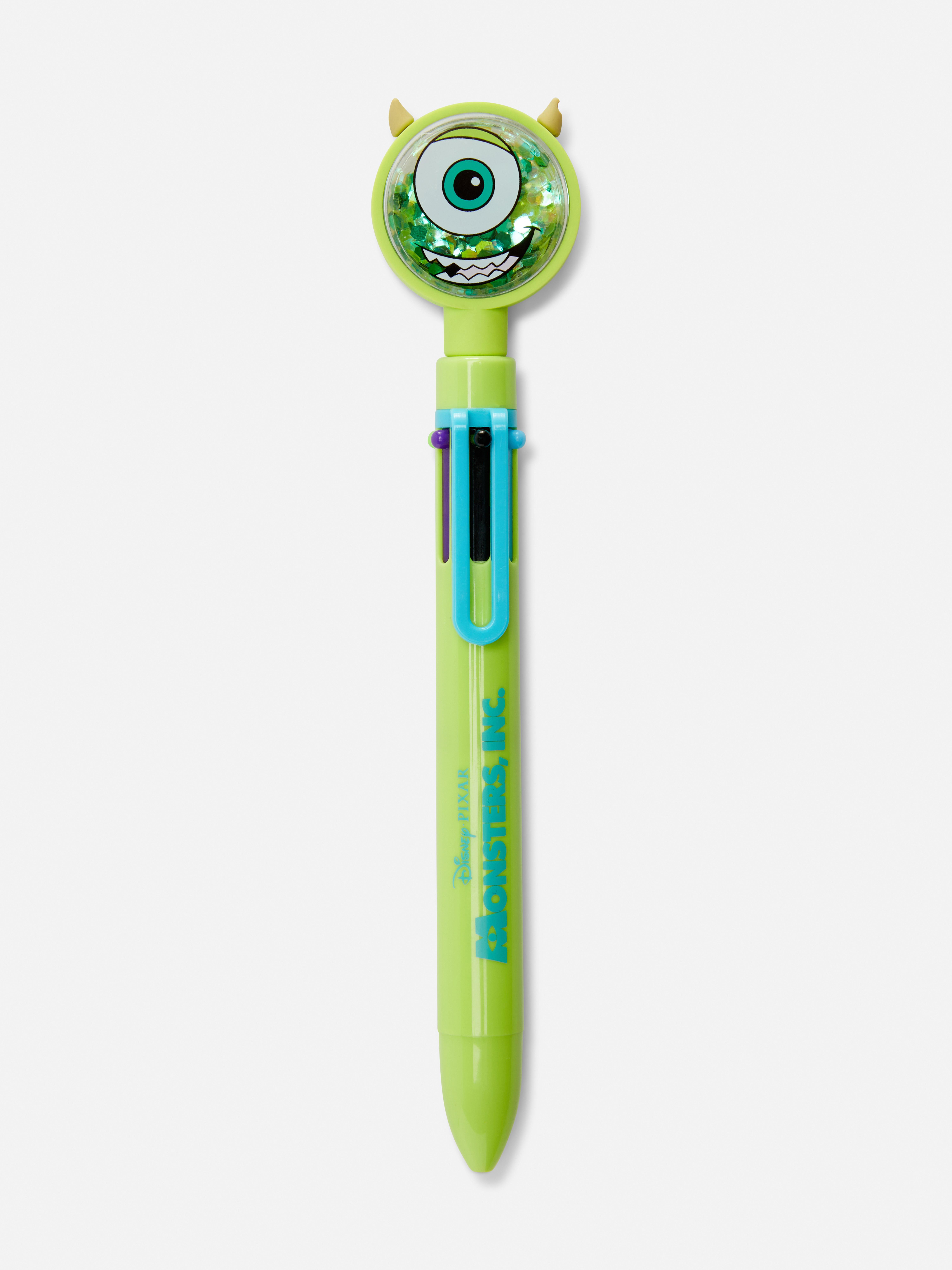 Väriä vaihtava kynä Disneyn Monsters Inc. Mike Hauska Disney-kynä, joka vaihtaa väriä kelluvalla glitter-korkilla