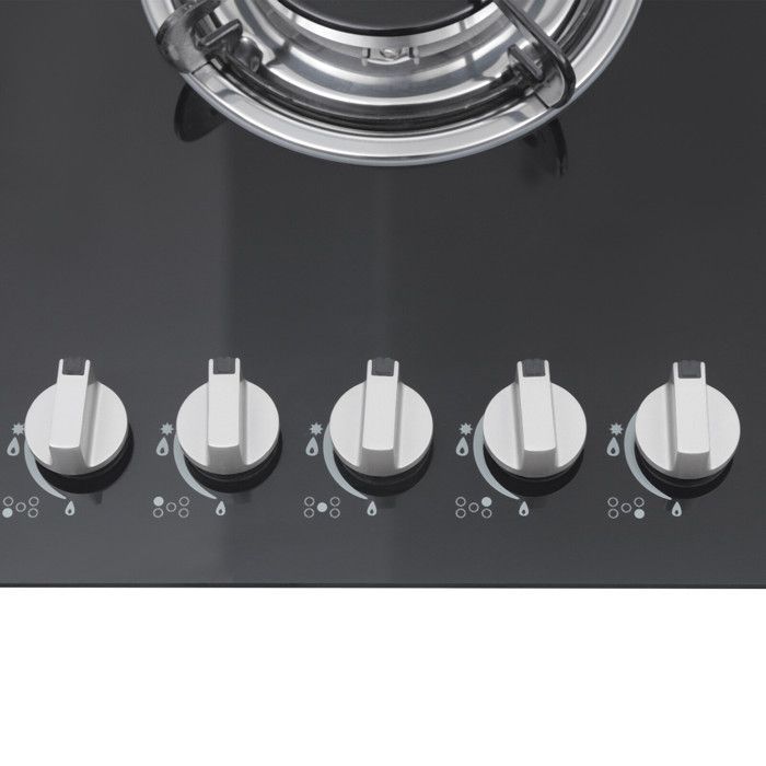 Cocina de gas empotrable con 5 quemadores - Placa de gas natural - Cocina de gas natural - Superficie de vidrio templado - 5 quemadores