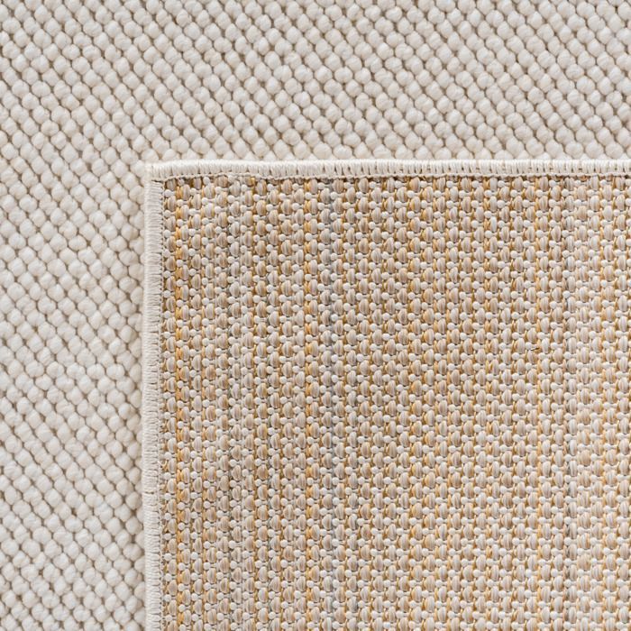 Alfombra redonda SIMPEX para sala de estar de 160 cm, color crema, estilo liso con bucles, duradera, fácil de limpiar, alfombra grande para dormitorio.