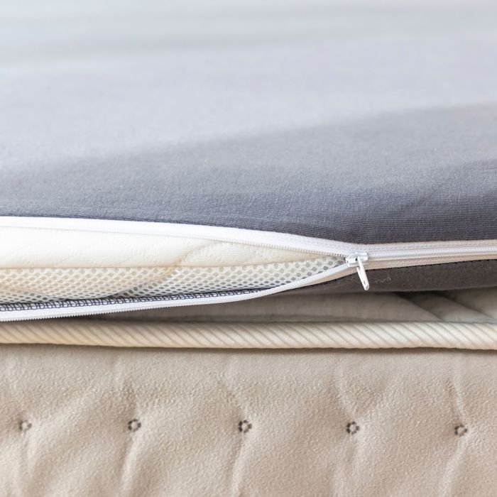 Anthracite jersey mattress topper cover, 100% stretch cotton, 180x200 cm - Anthracite - Terre de Nuit