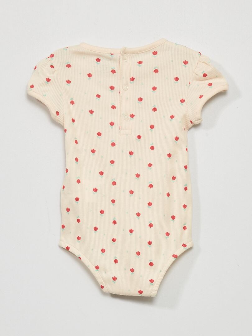 Body de canalé con estampado - ROSA