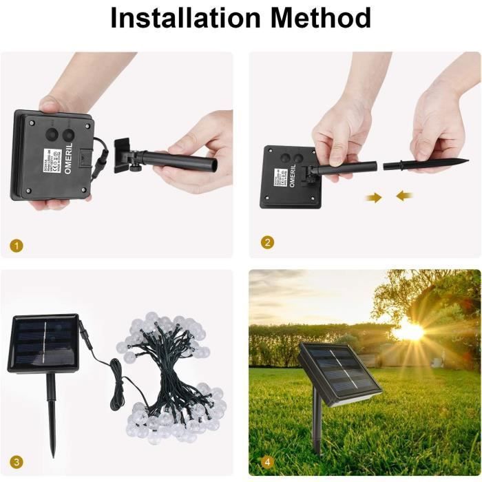 8-tilainen monivärinen LED-aurinkokennovalosarja, 7 m, 50 lamppua, IP65, sisä- ja ulkokäyttöön