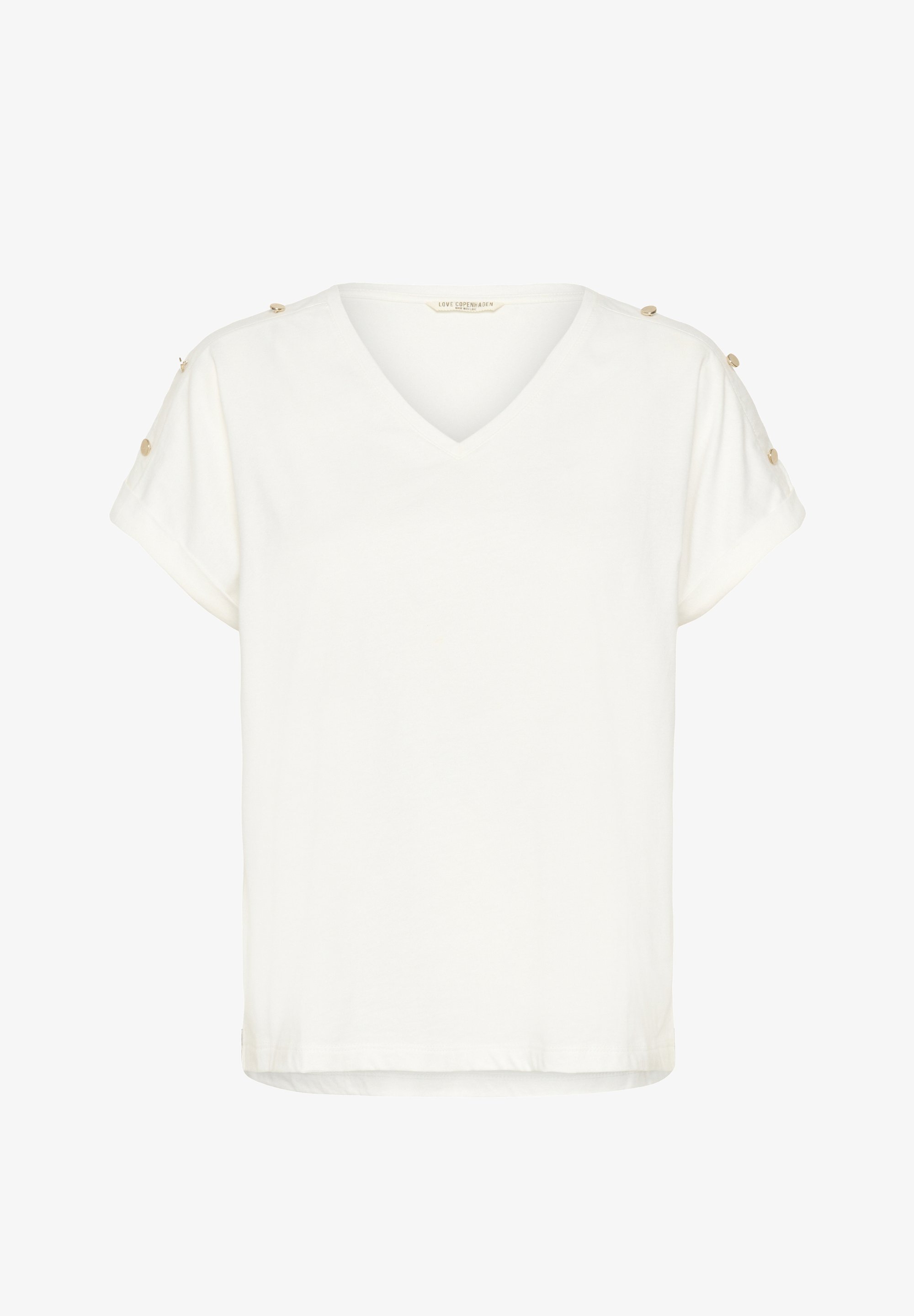 Love Copenhagen LCDOMINIKA BUTTON - Basic T-shirt - sneeuwwit