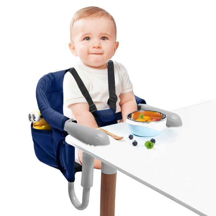 Foldable Baby Table Seat - XMTECH - Multi-Point Attachment - For Children 6 to 36 Months - Blue