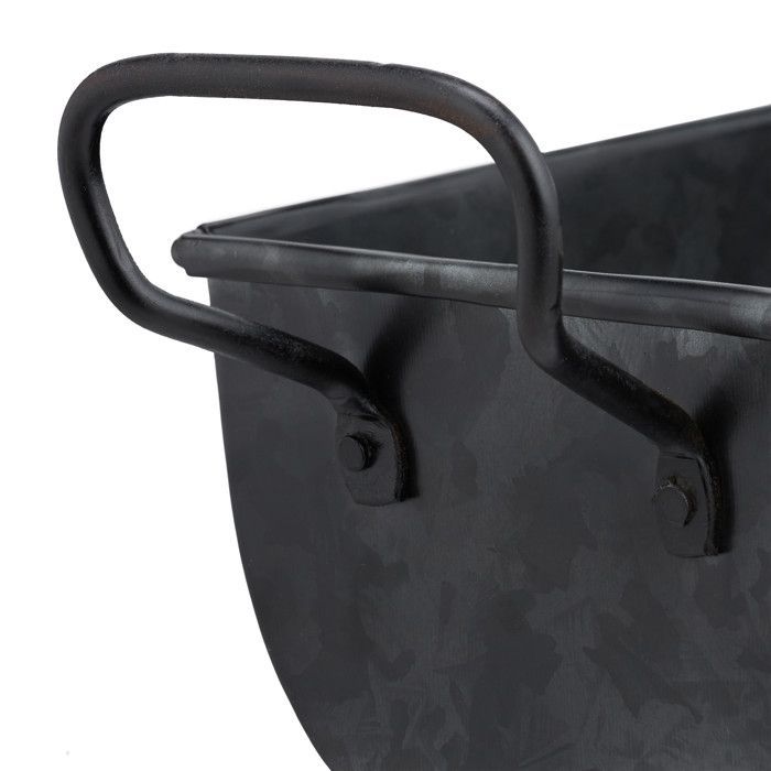 Relaxdays Balcony Gutter Flower Pot Metal Zinc Planter Garden Decorative Flower Box Set of 2, Anthracite