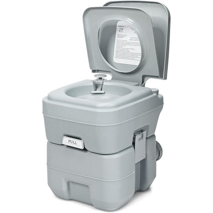 Inodoro portátil RELAX4LIFE de 20 litros, inodoro químico para camping, obras de construcción, barcos, color gris.