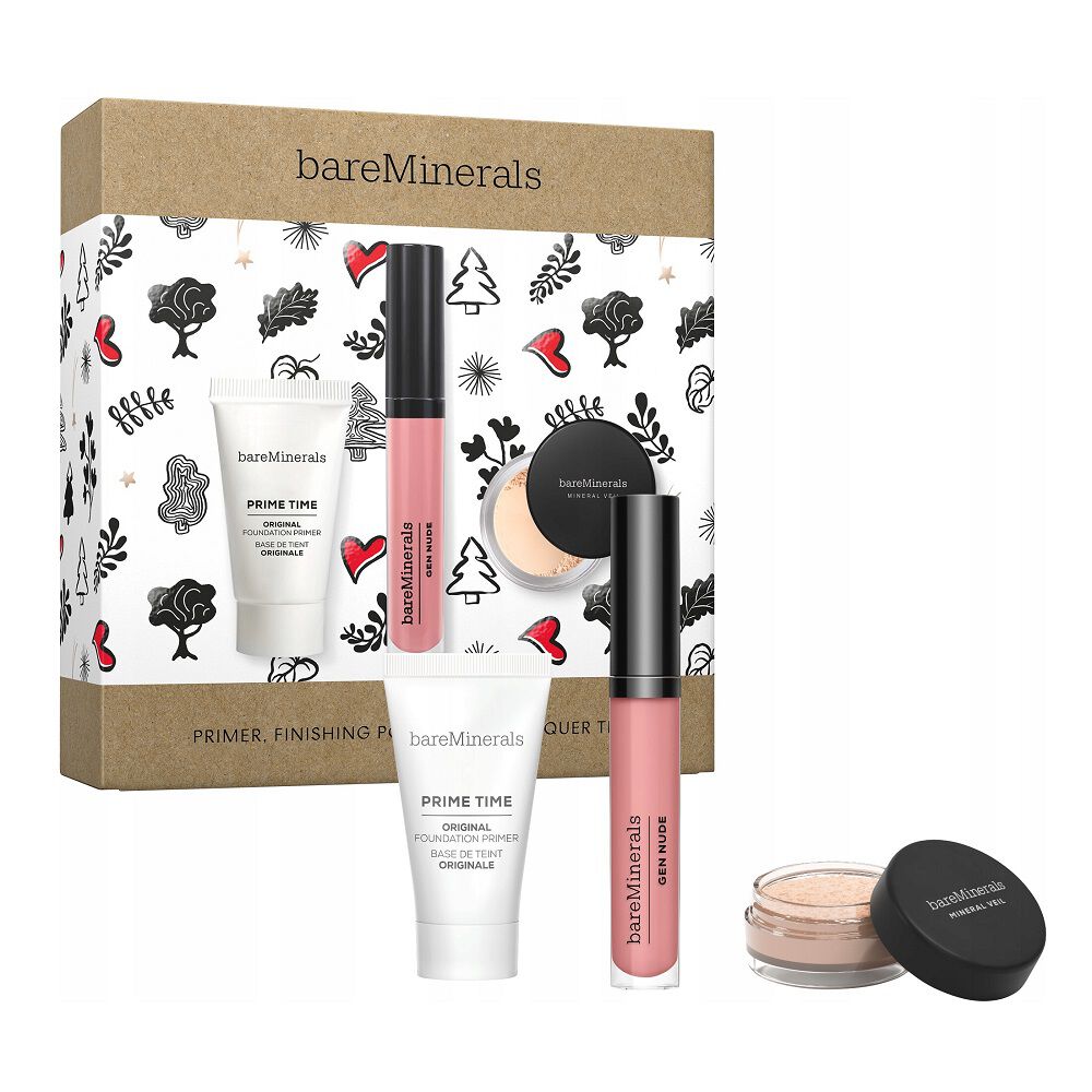 bareMinerals Primer Finishing Powder & Lip Lacquer Trio