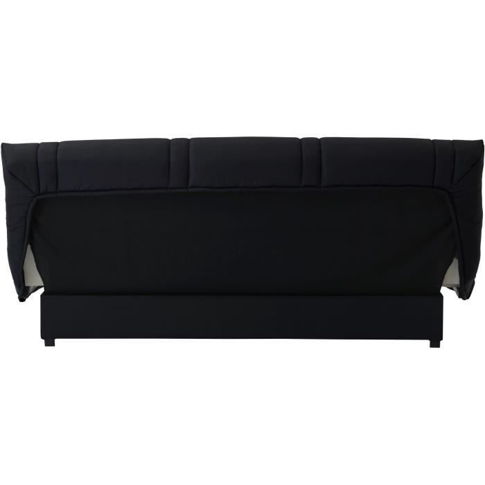 Divano letto a 3 posti con meccanismo click-clack - Tessuto nero - Stile contemporaneo - L 193 x P 92 cm - LENA
