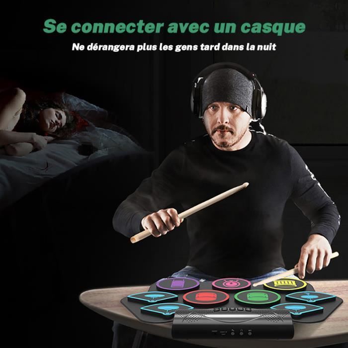 PIMPIMSKY Bluetooth Electronic Drum Set with 9 Enlarged Drum Heads, Color Screen, and Computer Connectivity