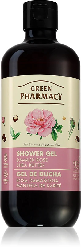 Green Pharmacy Damaskas roze un šī sviests dušas želeja ar maigu dušas želeju