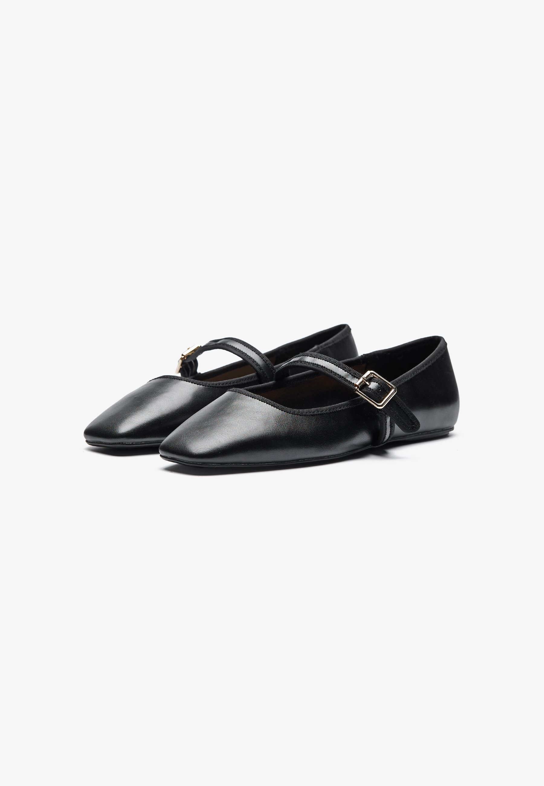 Anna Field Ballerinas mit Knöchelriemen in Weite Passform – schwarz